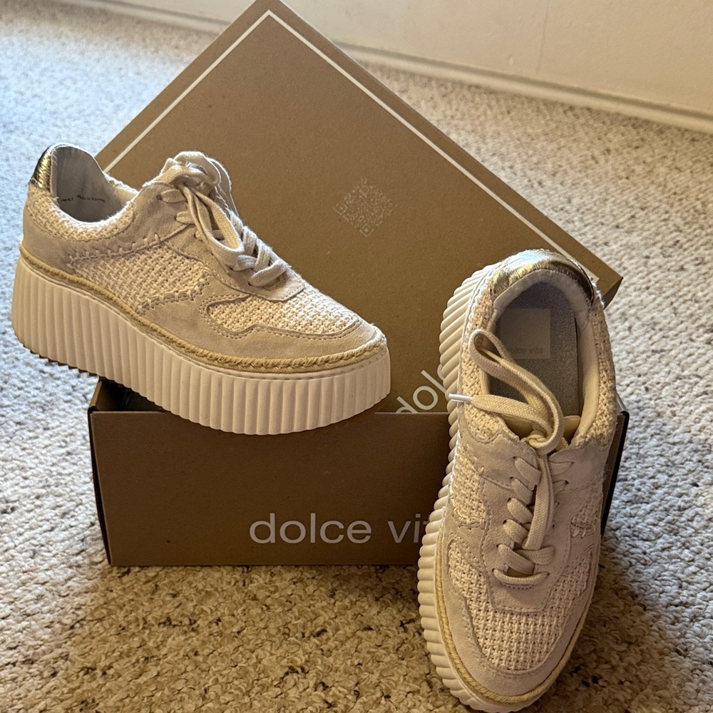 Dolce Vita Gold and Tan Platform Sneakers